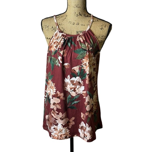 Papermoon Red Tank Top Halter Floral Pattern - Picture 3 of 10